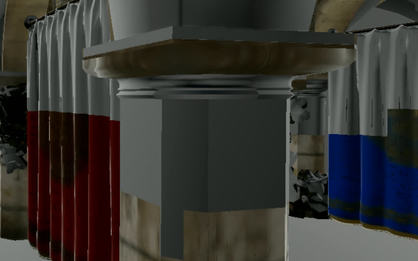 Sponza columns and drapes — real-time GI